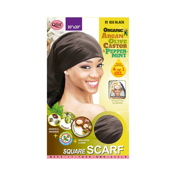 M&M Qfitt Square Scarf Organic Black #833